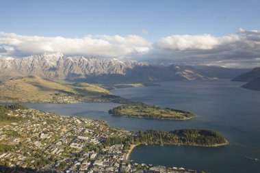 View of Queenstown and Lake Wakatipu, New Zealand clipart