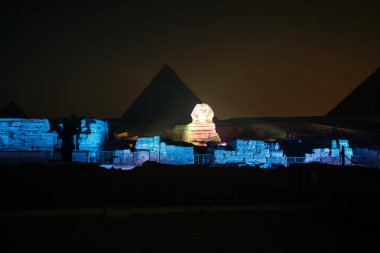 Giza Piramidi ve sfenks ses ve ışık gösterisi, Kahire, Mısır için ışık.