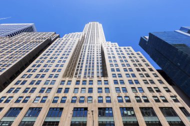 New York, ABD - 27st Mayıs 2015: Empire State Binası Fifth Avenue, Midtown Manhattan cephe. Dünyanın 40 yılı, 1931-1972 için bina en yüksek olarak durdu.