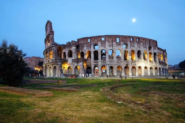 Vista Noturna Incrível Coliseu Roma Itália — Fotografia de Stock