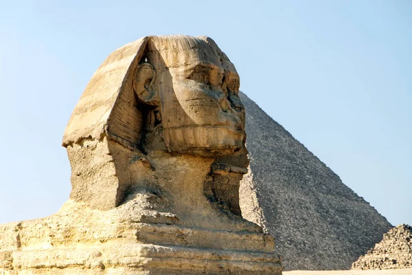 Grand Sphinx Pyramide Gizeh Jour Egypte — Photo