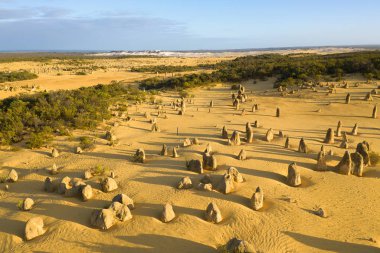 Batı Avustralya'daki Nambung Ulusal Parkı'nda Pinnacles Çölü