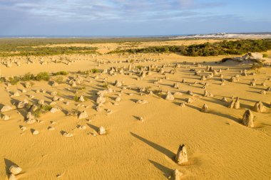 Batı Avustralya'daki Nambung Ulusal Parkı'nda Pinnacles Çölü