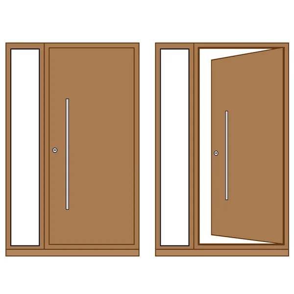 Vector Ilustración Puerta Madera Con Diseño Clásico — Vector de stock