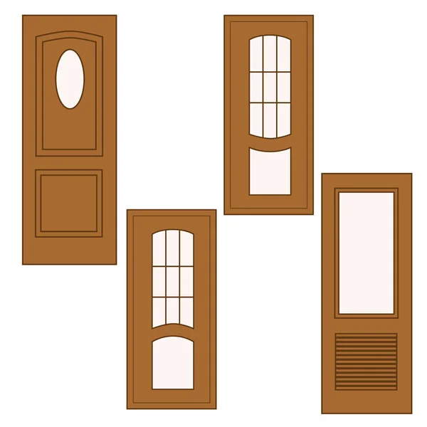 Vector Illustration Wooden Door Classic Design — Stock Vector