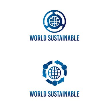 vektör çizim şirket logo tasarımı Küre ve ok simgesi olan