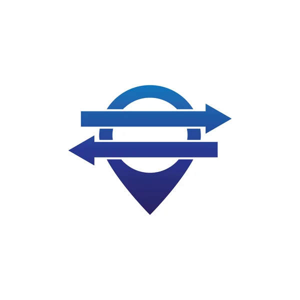 Logo de la empresa de ilustración vectorial con ubicación e icono de flecha — Vector de stock
