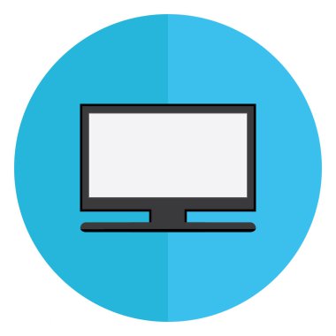 Beyaz arka planda daire ile vektör illüstrasyon düz televizyon simgesi