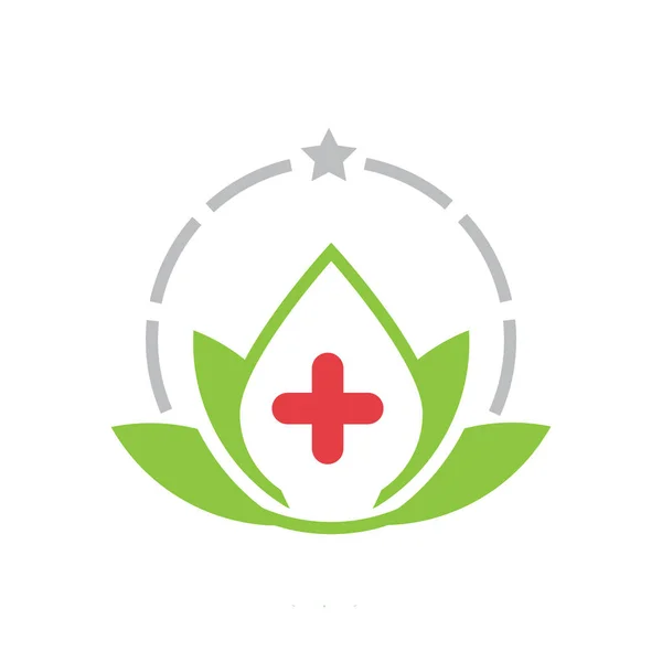 Ilustração vetorial fisioterapia logotipo design com folha e estrela — Vetor de Stock