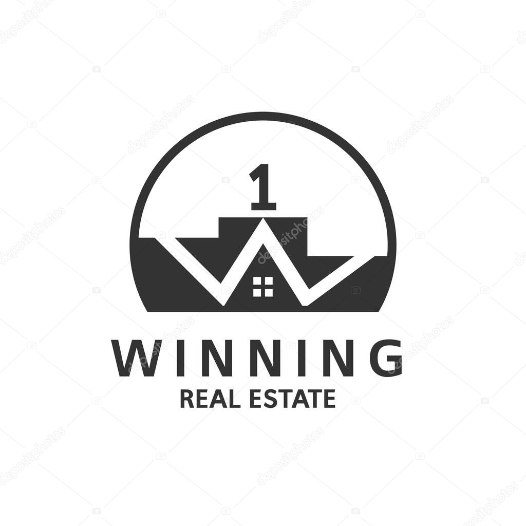 Vector illustration winning construction icon logo design
