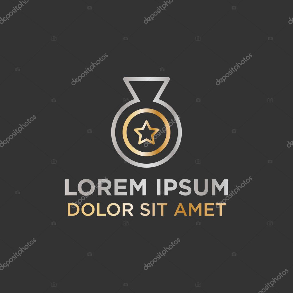 Vector illustration medal winner championship and star icon logo modern design with gradient color