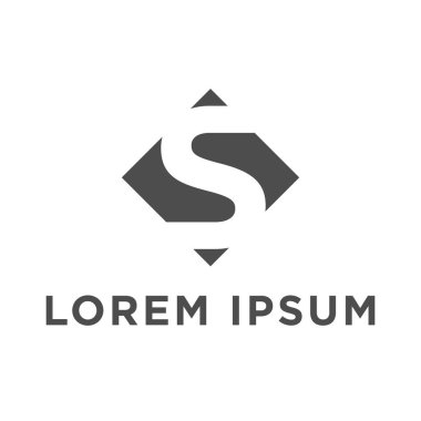 vektör illüstrasyon elmas negatif uzay harfi s simge logo tasarımı