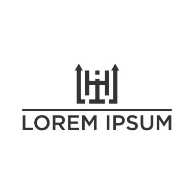 vektör çizim mektubu h i t ve ok sembolü logo tasarım