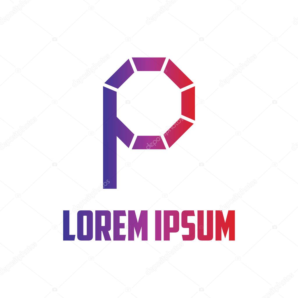 Vector illustration octagon letter p icon logo design
