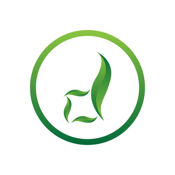 Vetor ilustração letra d com folha e círculo natureza ícone logotipo design cor verde — Vetor de Stock
