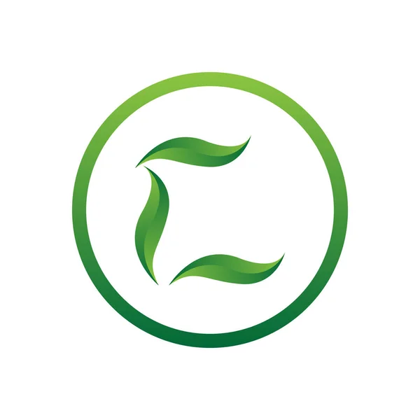 Vetor ilustração letra c com folha e círculo natureza ícone logotipo design cor verde — Vetor de Stock