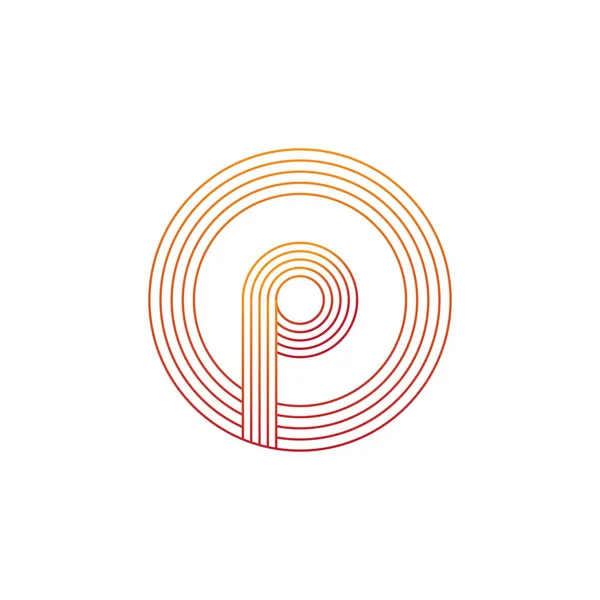 Vector ilustración letra p y círculo línea icono logotipo diseño — Vector de stock