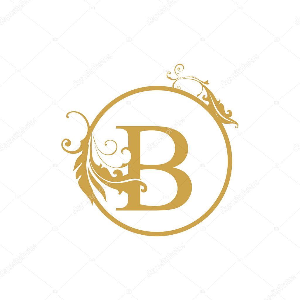 vector Initial b letter luxury beauty flourishes ornament monogram wedding icon logo vintage