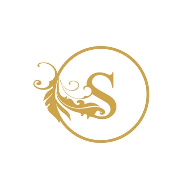 vektör İlk harfi lüks güzellik daire ile süs monogram düğün simgesi logo vintage flourishes