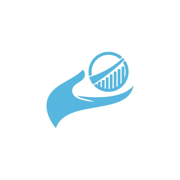 Illustrazione vettoriale mano e business ball icona logo design — Vettoriale Stock