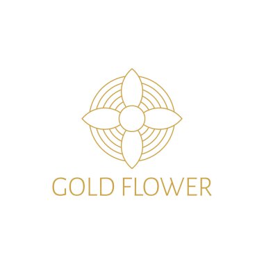 vektör illüstrasyon çiçek mono çizgi logo simgesi altın renk