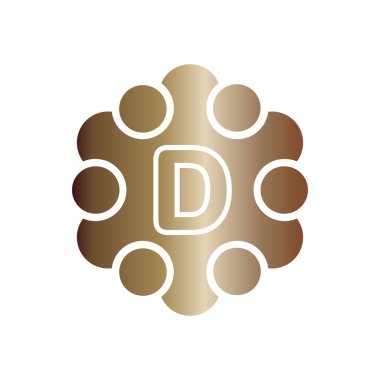 vektör illüstrasyon metal noktalar daire ve ilk harf d simgesi logo modern tasarım ile