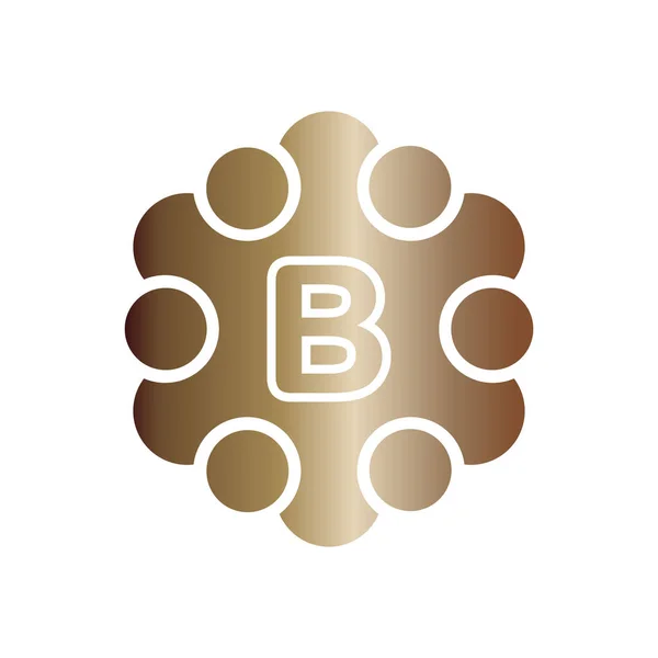 Vektor illustration metall prickar med cirkel och första bokstaven b ikon logotyp modern design — Stock vektor