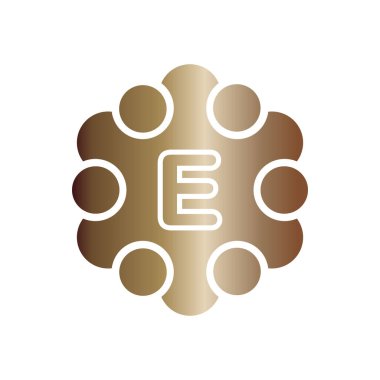 vektör illüstrasyon metal noktalar daire ve ilk harf e simgesi logo modern tasarım ile