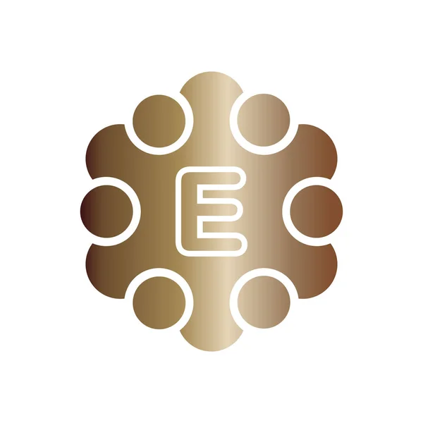 Векторна ілюстрація металевих точок з колом і початковою літерою логотип електронної піктограми сучасний дизайн — стоковий вектор