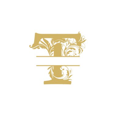 Vektörün baş harfi t harfi güzelliği süsleme monogram düğün simgesi logo vintage serpiyor