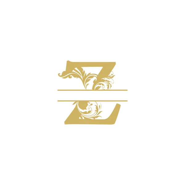 Vetor inicial z letra luxo beleza floresce ornamento monograma casamento ícone logotipo vintage — Vetor de Stock