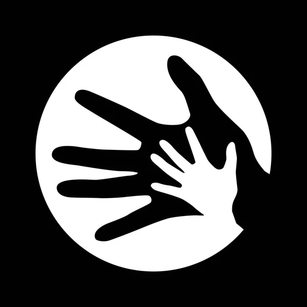Eenvoudige Vector Afbeelding Van Een Volwassene Een Kind Hand — Stockvector
