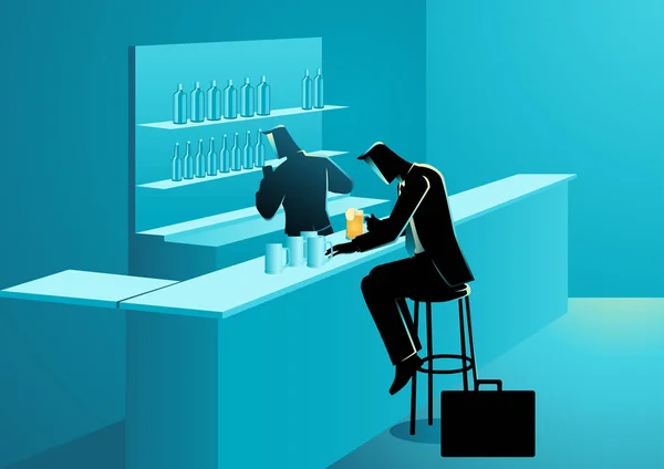 Business Concept Illustration Businessman Having Drinks Bar — Stock Vector