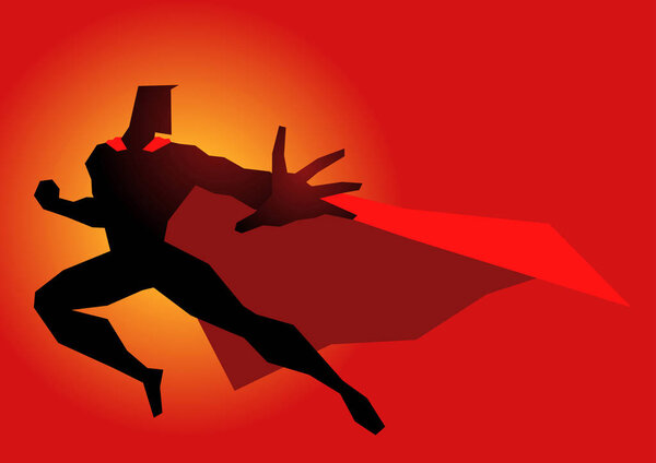 Simple graphic vector illustration of a superhero in action pose