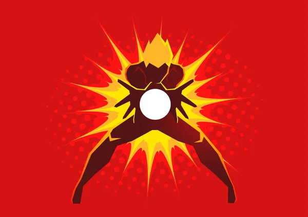 Simple Graphic Vector Illustration Superhero Creating Energy Blast His Hands — Stock Vector