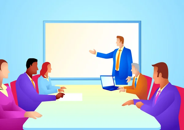 Business vector illustration of business people having a meeting