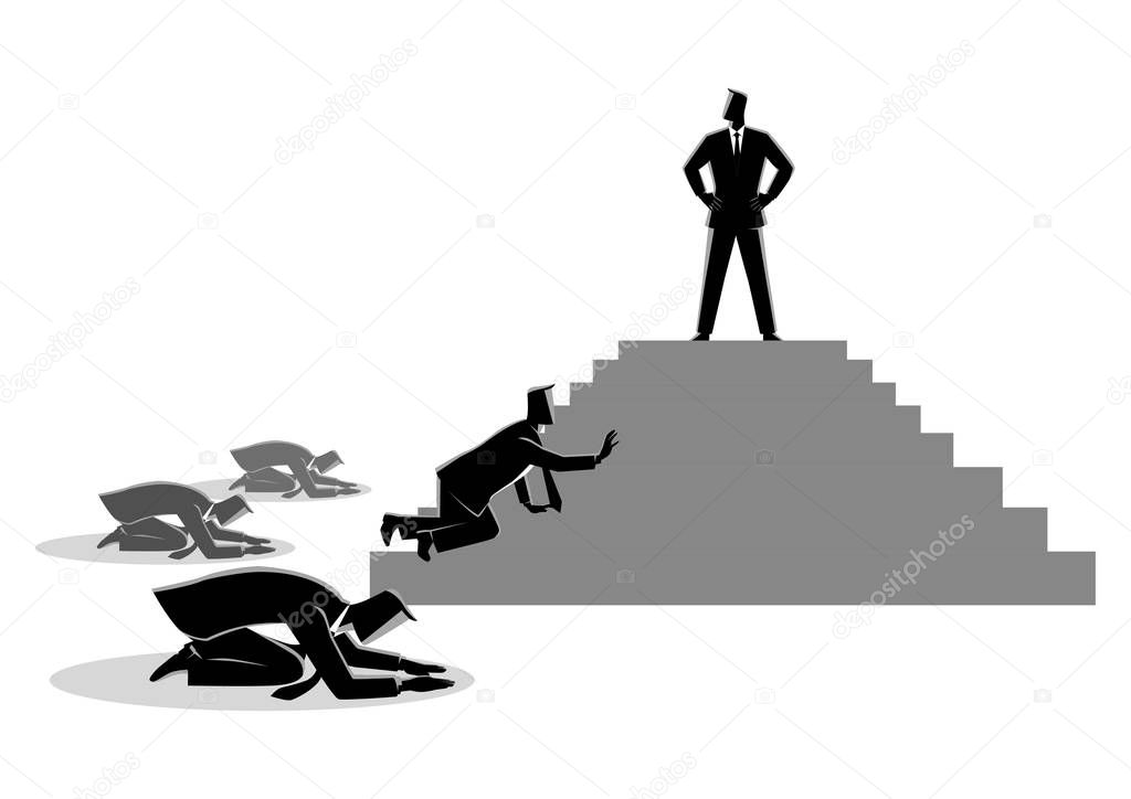 Business concept vector illustration of men worshiping a charismatic figure