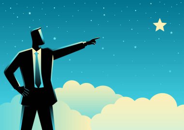 İş kavramı vektör çizim yıldız işaret eden bir iş adamı