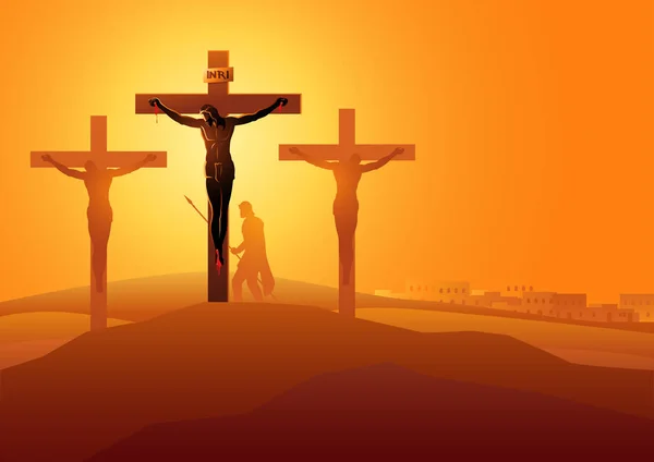 Serie Ilustración Vectorial Bíblica Vía Crucis Estaciones Cruz Duodécima Estación — Vector de stock