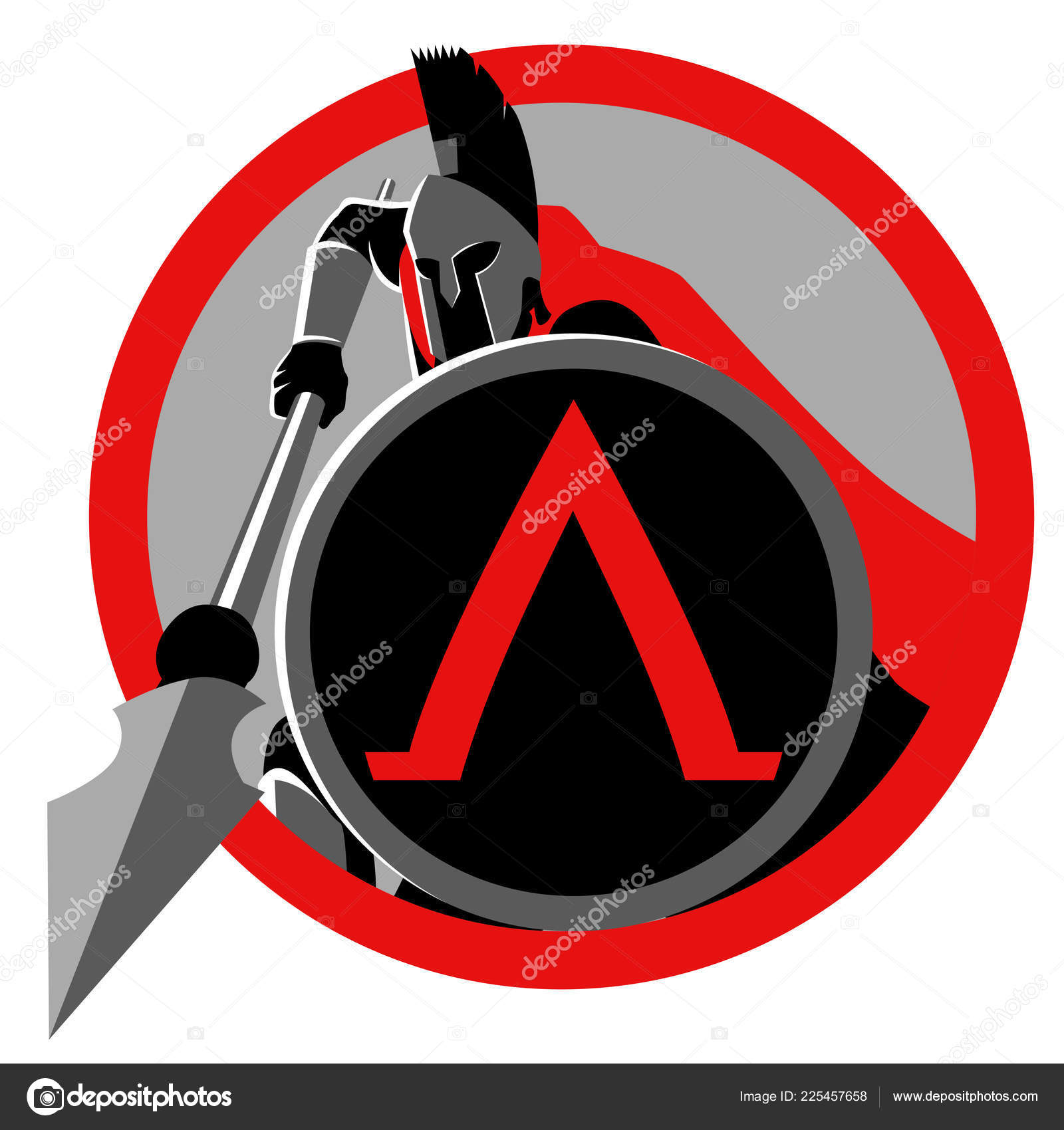 Símbolo Guerreiro Espartano Com Sua Lança Escudo Vetor de ©rudall30  225457658, image size:1600x1700