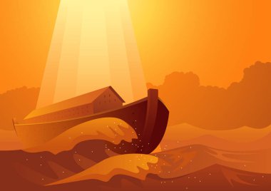 Biblical vector illustration series, Noah's ark and the great flood clipart