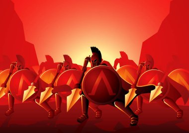 Thermopylae Savaşı ünlü üç yüz Spartalıları vektör çizim