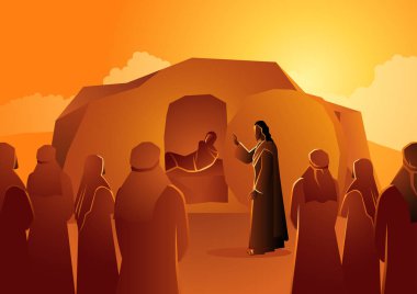 İncil'deki vektör çizim serisi, İsa'nın ölümden Lazarus yükseltir