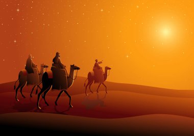 İncille vektör çizim serisi, üç Akil adam, Bethlehem yolculuk