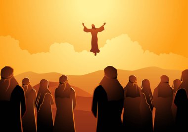 İncil'deki vektör çizim serisi, İsa'nın göğe