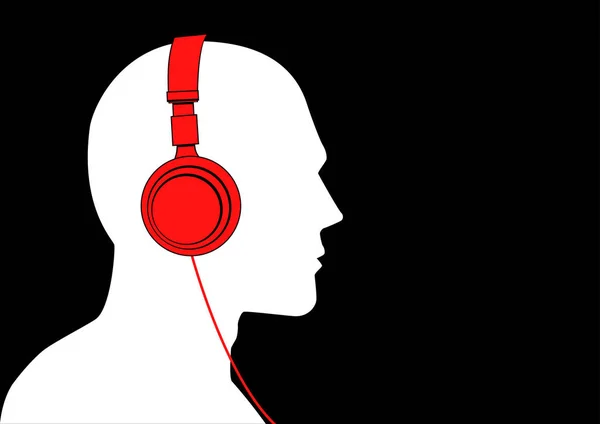 听音乐的耳机的人 — 图库矢量图片