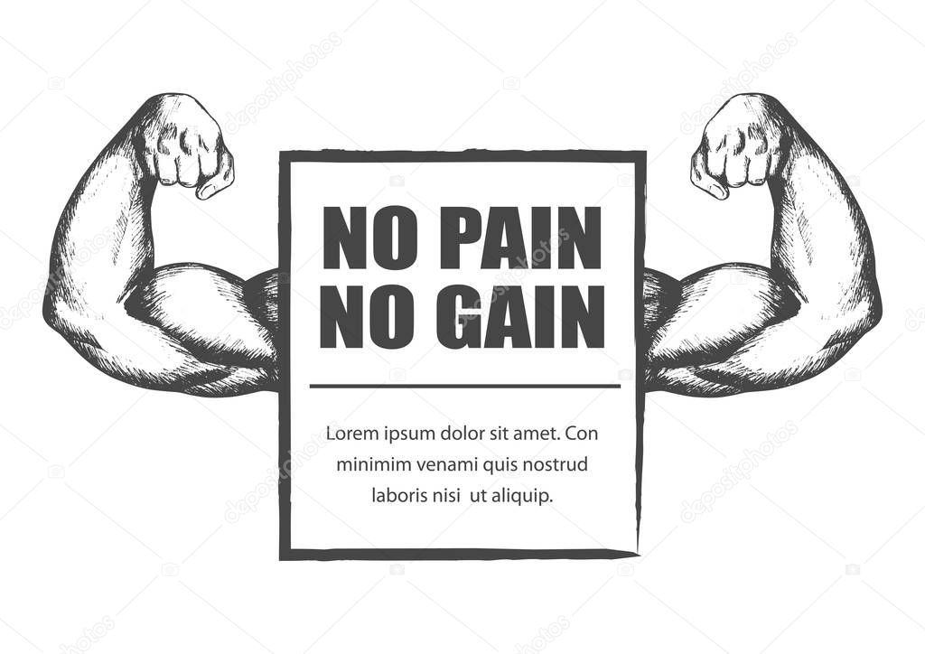 Sketch illustration of muscular human arms, fitness or bodybuilding concept