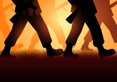 Ordu otlak üzerinde yürüyüş