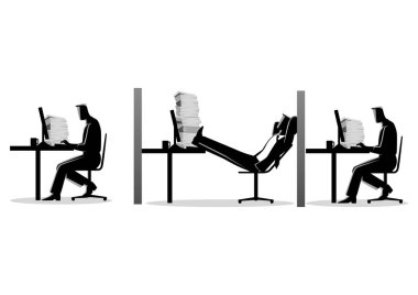 Arkadaşları çalışırken işadamı rahatlatıcı