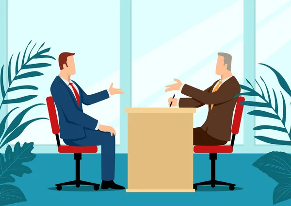 Man being interviewed by recruiter — Stock Vector